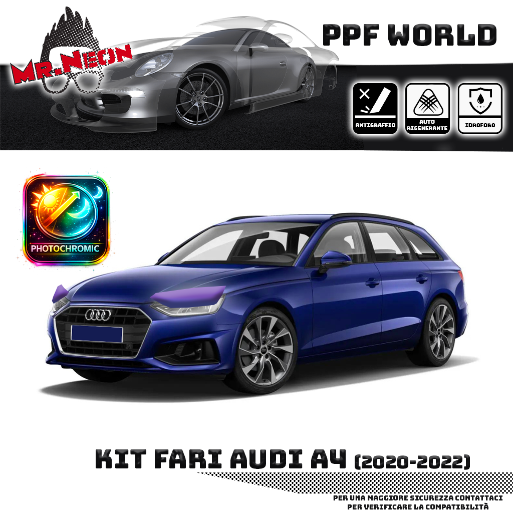 Kit PPF Fari Anteriori compatibile con Audi A4 (2019–2022) – Pellicola Protettiva Pretagliata