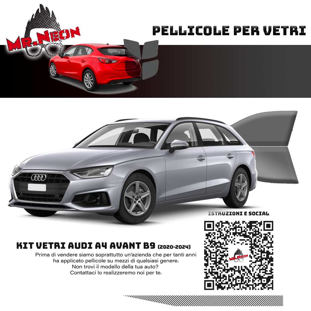 Kit Oscuramento Vetri Anteriori Audi A4 Avant B9 2020-2024 – TPU Pretagliato