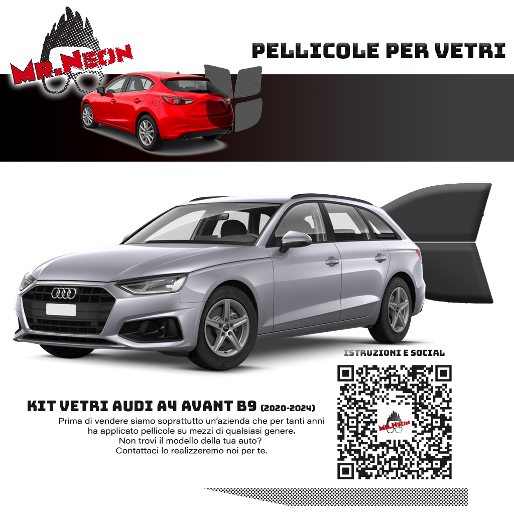 Kit Oscuramento Vetri Anteriori Audi A4 Avant B9 2020-2024 – TPU Pretagliato