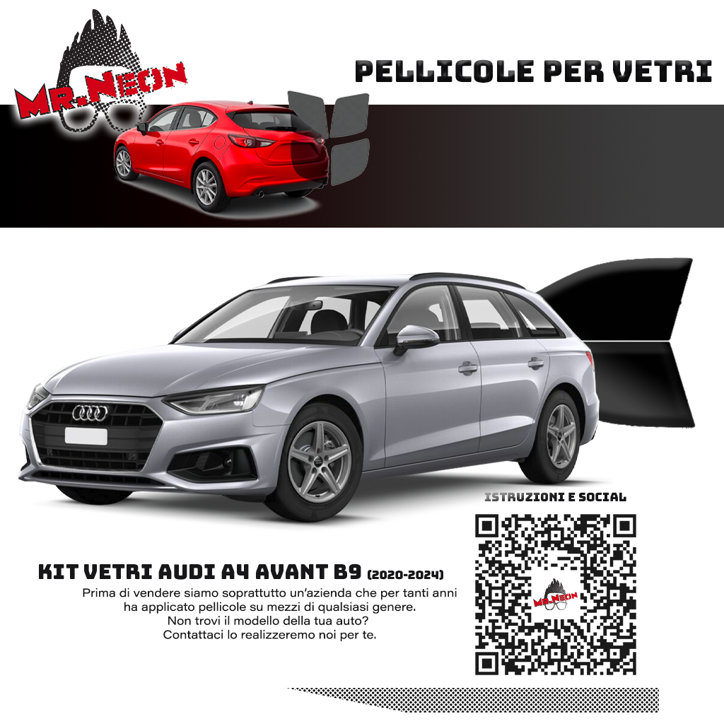 Kit Oscuramento Vetri Anteriori Audi A4 Avant B9 2020-2024 – TPU Pretagliato