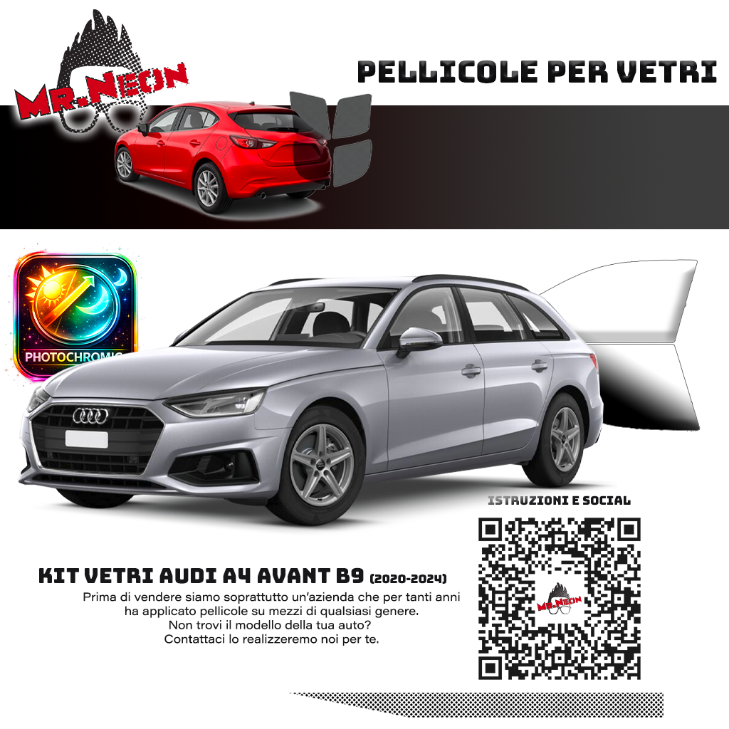 Kit Oscuramento Vetri Anteriori Audi A4 Avant B9 2020-2024 – TPU Pretagliato