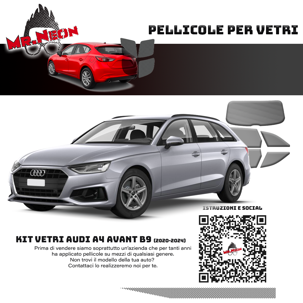 Kit Oscuramento Vetri Posteriori Audi A4 Avant B9 2020-2024 – TPU Pretagliato