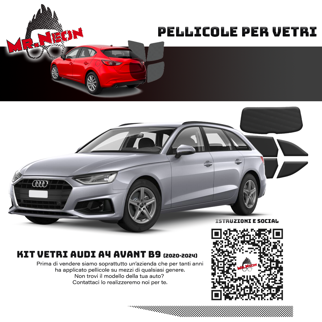 Kit Oscuramento Vetri Posteriori Audi A4 Avant B9 2020-2024 – TPU Pretagliato