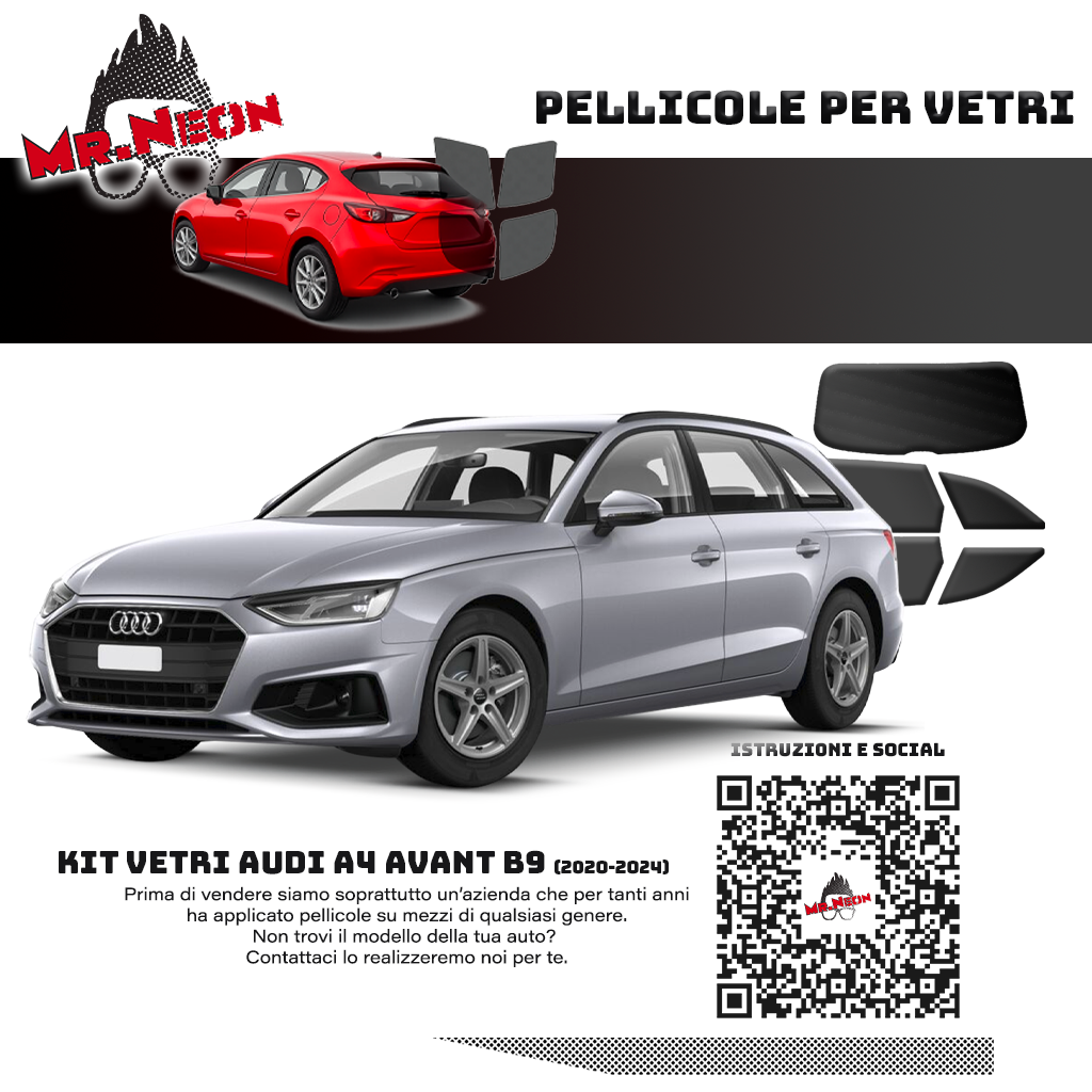 Kit Oscuramento Vetri Posteriori Audi A4 Avant B9 2020-2024 – TPU Pretagliato