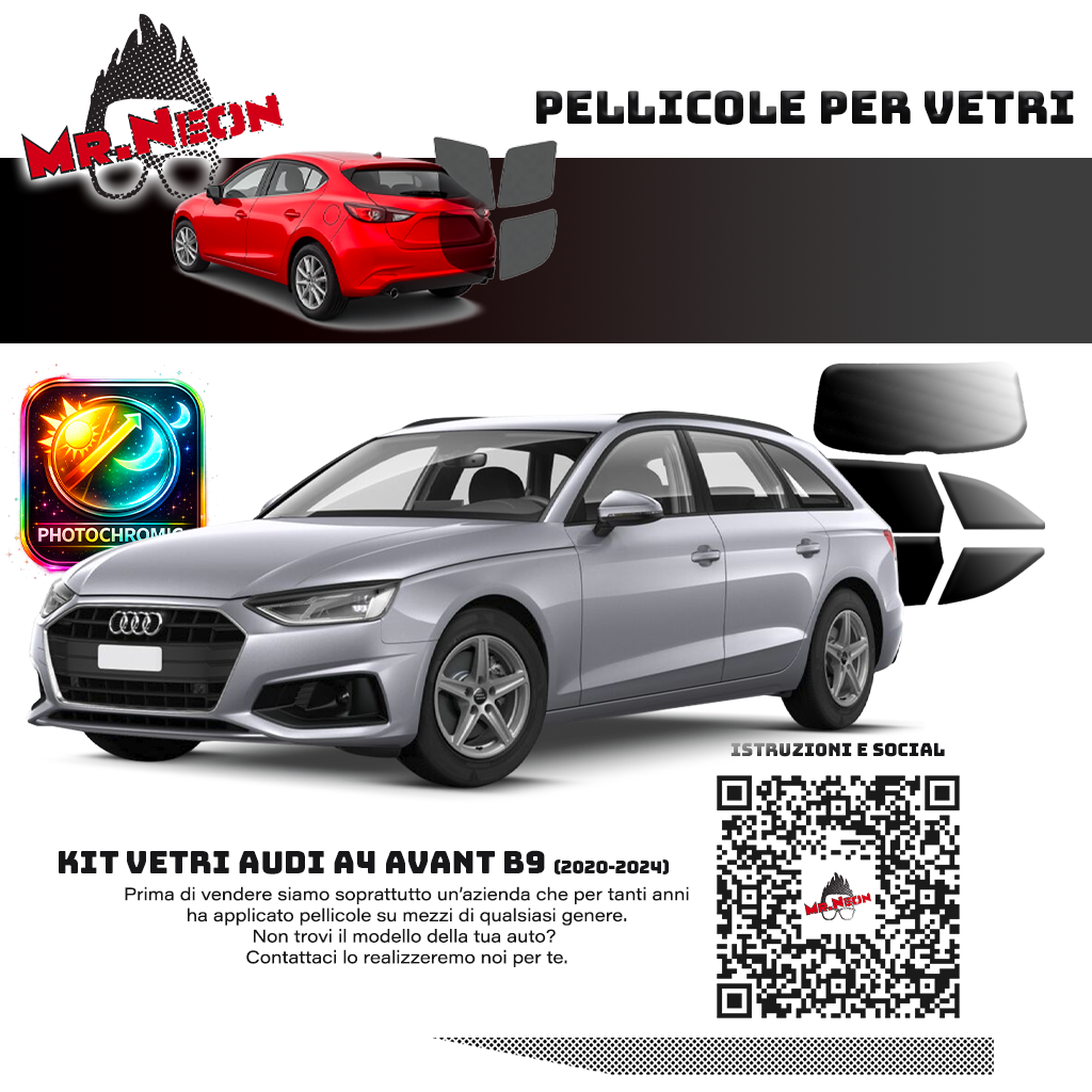 Kit Oscuramento Vetri Posteriori Audi A4 Avant B9 2020-2024 – TPU Pretagliato