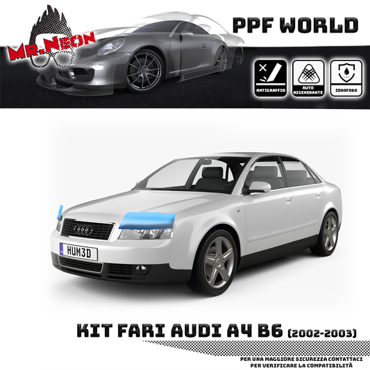 Kit Pellicola Protettiva Fari Audi A4 B6 (2000–2004) – PPF Trasparente o Fotocromatico Pretagliato