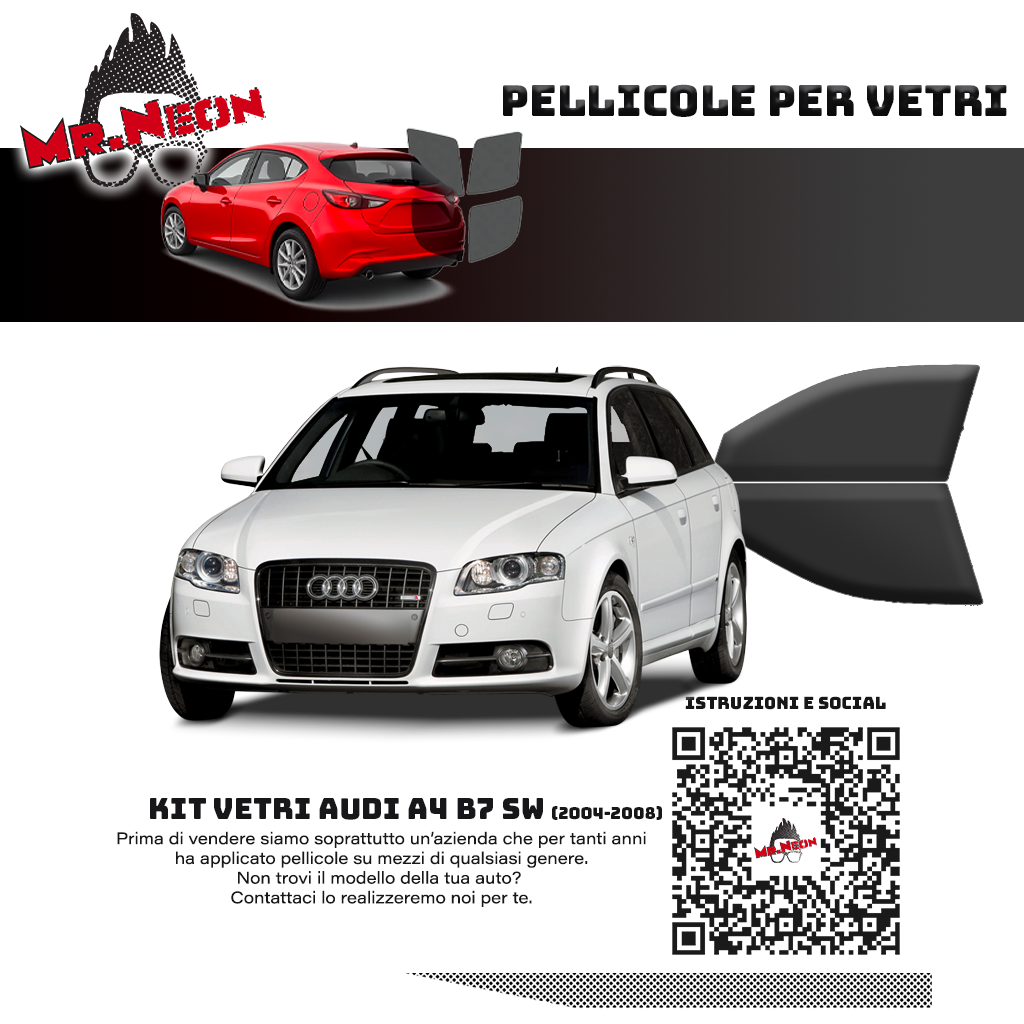 Kit Pellicole Oscuramento Vetri Anteriori Audi A4 B7 SW 2004-2008 – Pretagliati