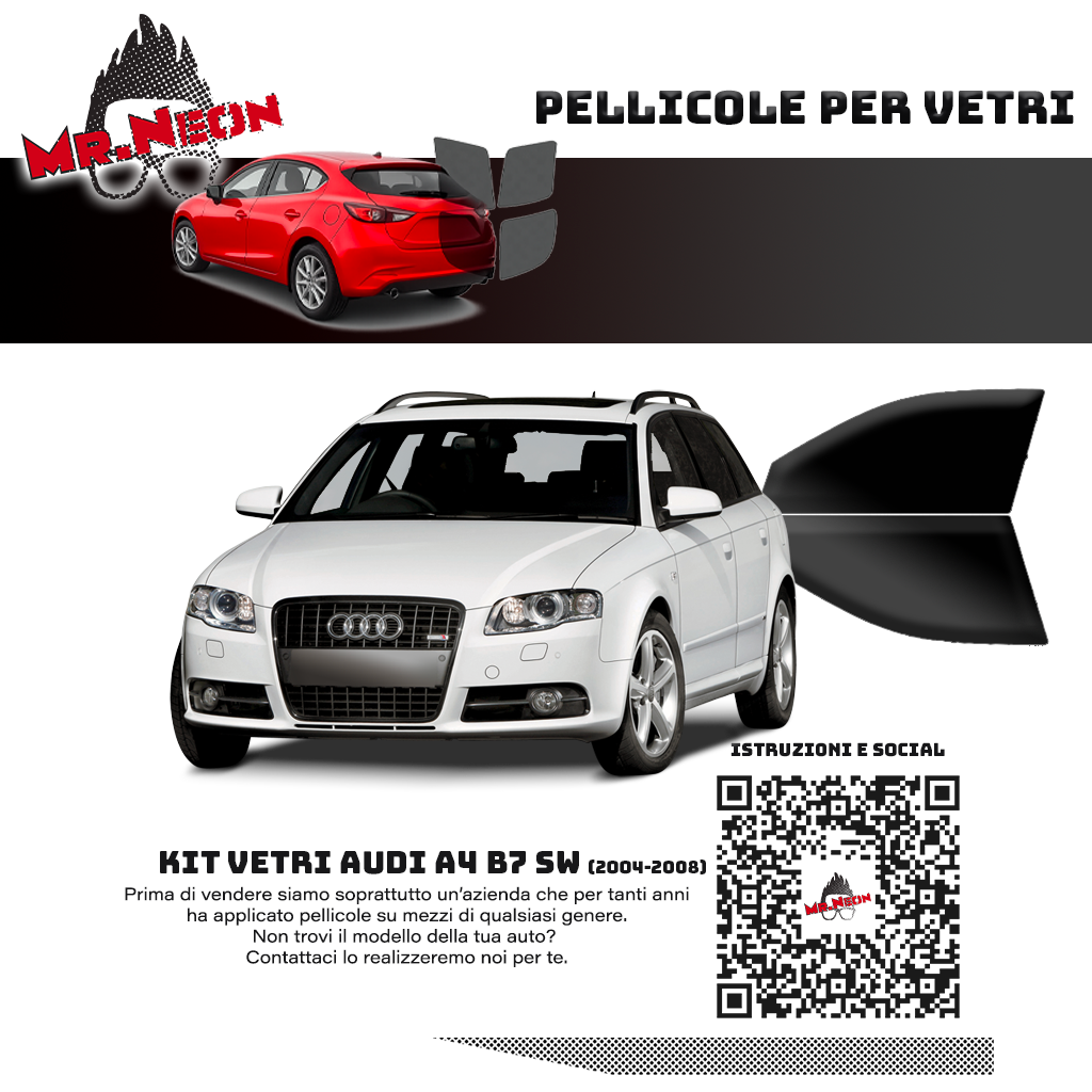 Kit Pellicole Oscuramento Vetri Anteriori Audi A4 B7 SW 2004-2008 – Pretagliati