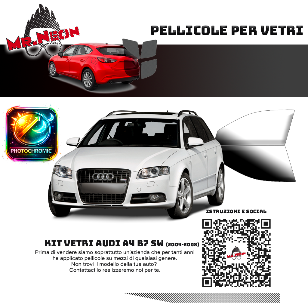 Kit Pellicole Oscuramento Vetri Anteriori Audi A4 B7 SW 2004-2008 – Pretagliati