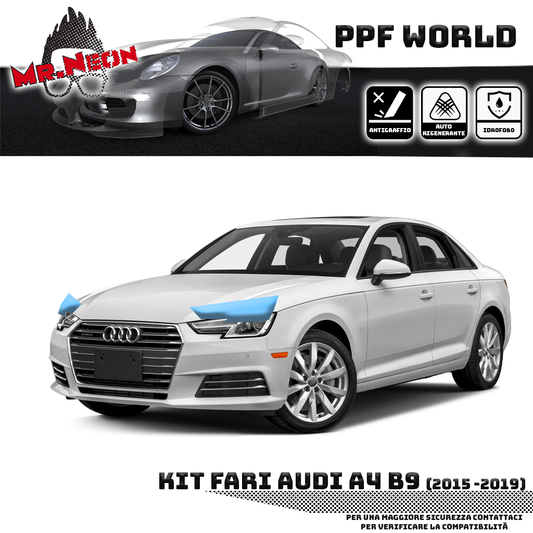 Kit Pellicola Protettiva Fari Audi A4 B9 (2015–2019) – PPF Trasparente o Fotocromatico Pretagliato