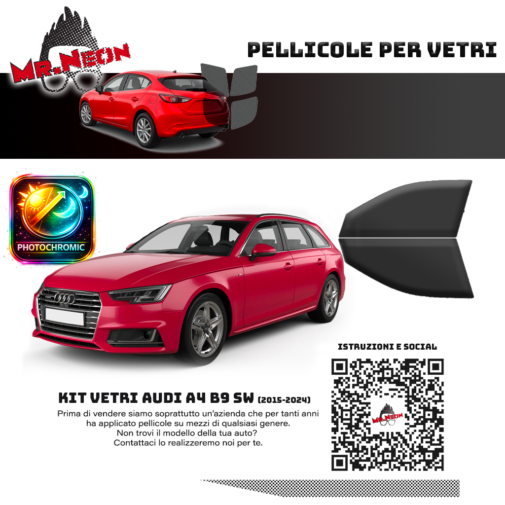 Kit Pellicole Oscuramento Vetri Anteriori Audi A4 B9 SW 2015-2024 – Pretagliati
