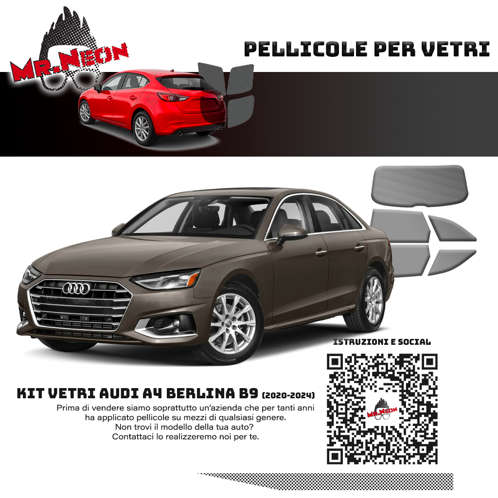 Kit Oscuramento Vetri Posteriori Audi A4 Berlina B9 2020-2024 – TPU Pretagliato