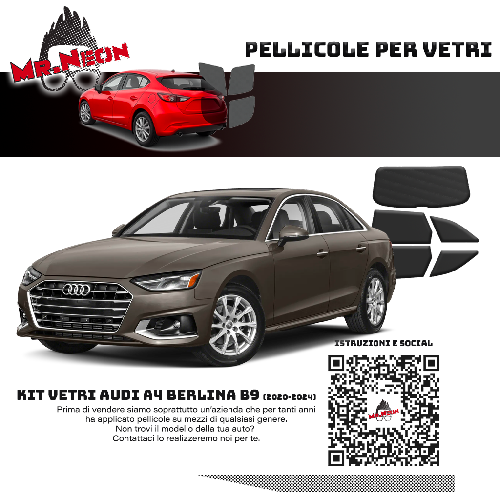 Kit Oscuramento Vetri Posteriori Audi A4 Berlina B9 2020-2024 – TPU Pretagliato