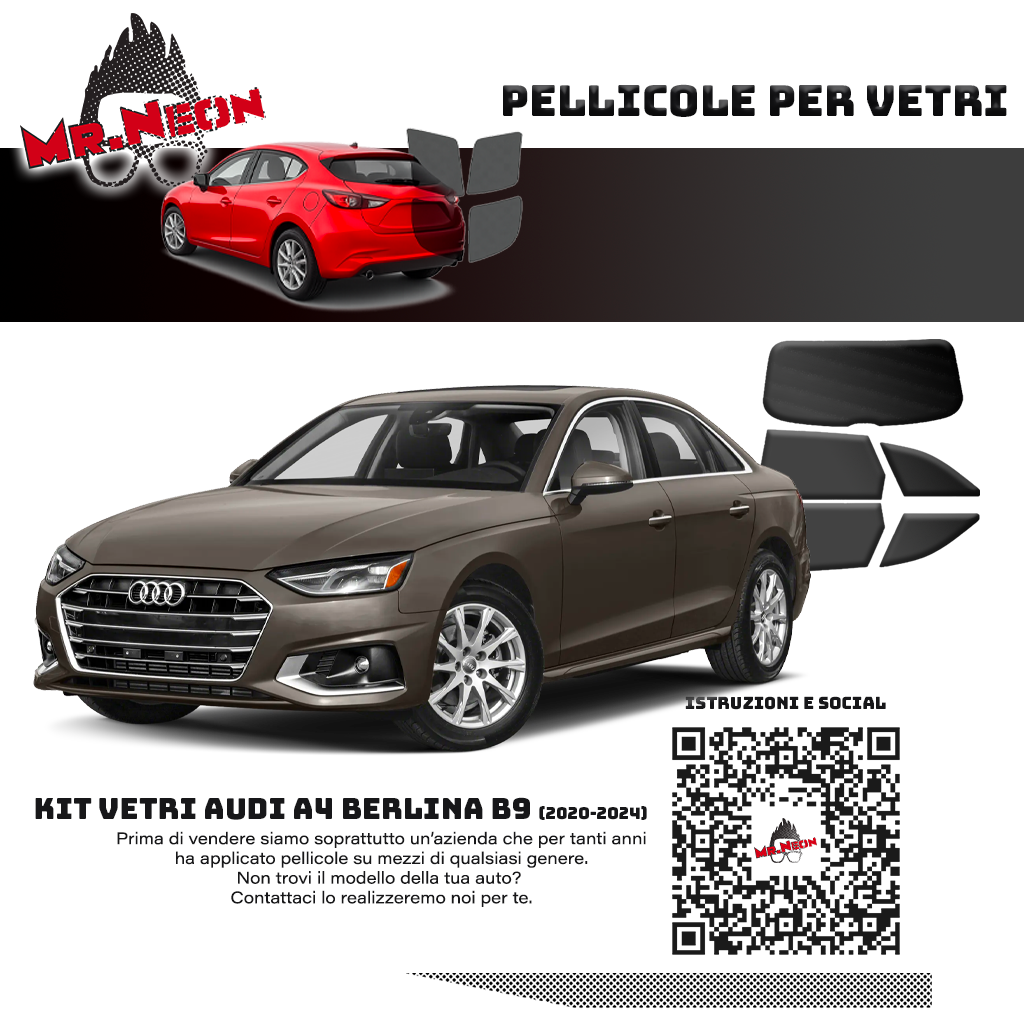 Kit Oscuramento Vetri Posteriori Audi A4 Berlina B9 2020-2024 – TPU Pretagliato