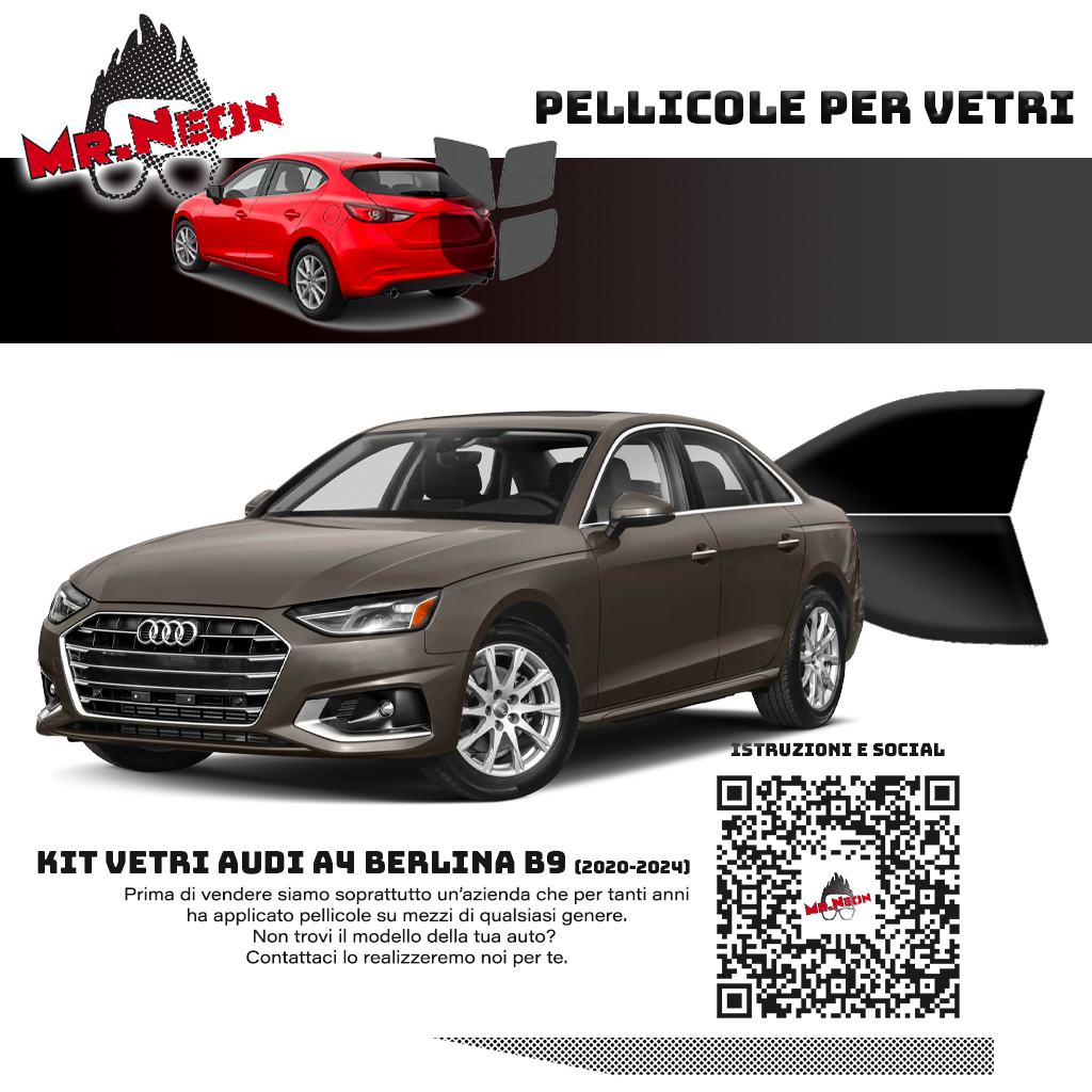 Kit Oscuramento Vetri Anteriori Audi A4 Berlina B9 2020-2024 – TPU Pretagliato