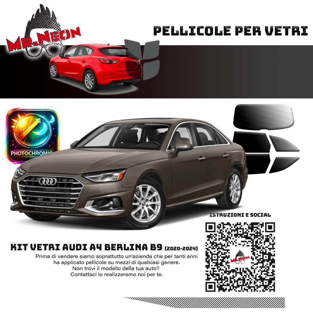 Kit Oscuramento Vetri Posteriori Audi A4 Berlina B9 2020-2024 – TPU Pretagliato