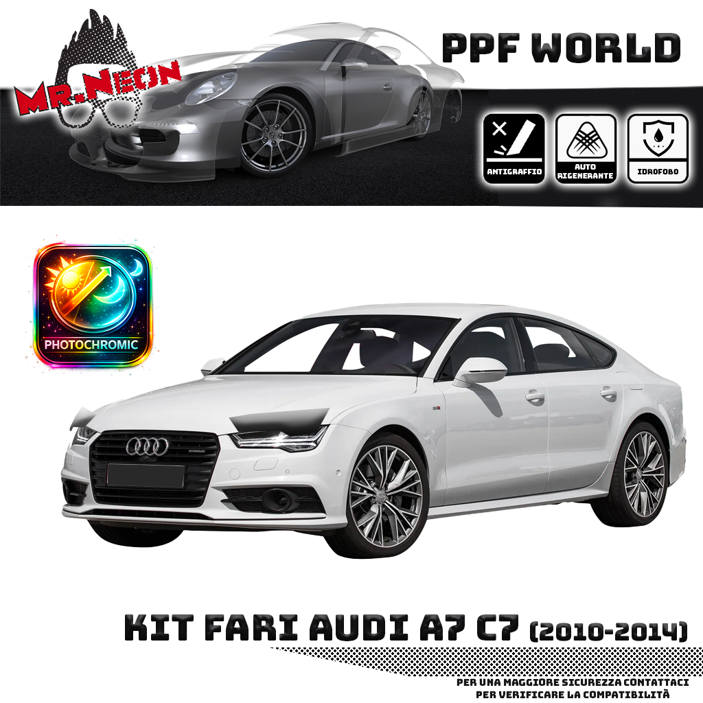 Kit Pellicola Protettiva Fari Audi A7 C7 2010-2014 – PPF Trasparente o Fotocromatico Pretagliato