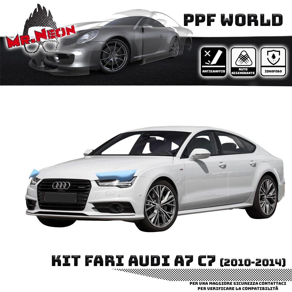 Kit Pellicola Protettiva Fari Audi A7 C7 2010-2014 – PPF Trasparente o Fotocromatico Pretagliato