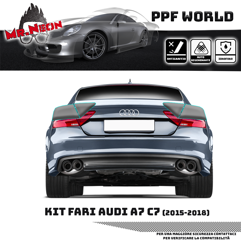 Kit PPF Fari Posteriori Audi A7 C7 Facelift 2015-2018 – Chiaro, Intermedio o Scuro Pretagliato