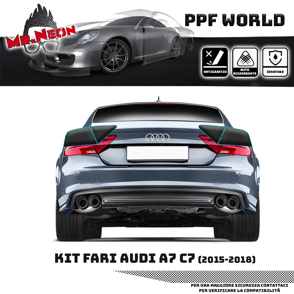 Kit PPF Fari Posteriori Audi A7 C7 Facelift 2015-2018 – Chiaro, Intermedio o Scuro Pretagliato