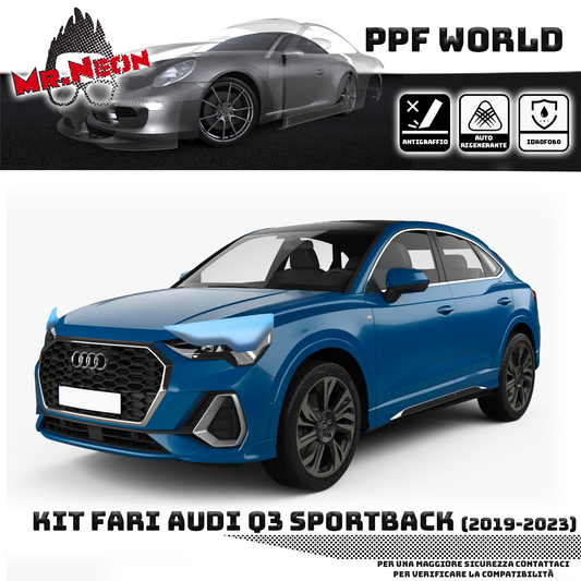 Kit Pellicola Protettiva Fari Audi Q3 Sportback (2019–2023) – PPF Trasparente o Fotocromatico Pretagliato