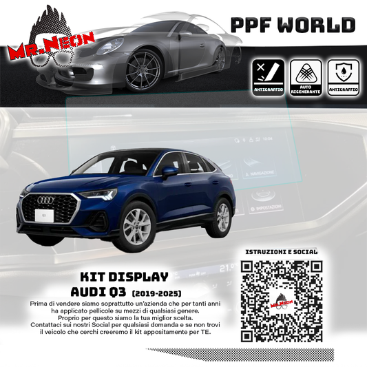 Kit Pellicola Protettiva Display Audi Q3 Sportback 2019-2025 – PPF Lucido o Opaco Pretagliato