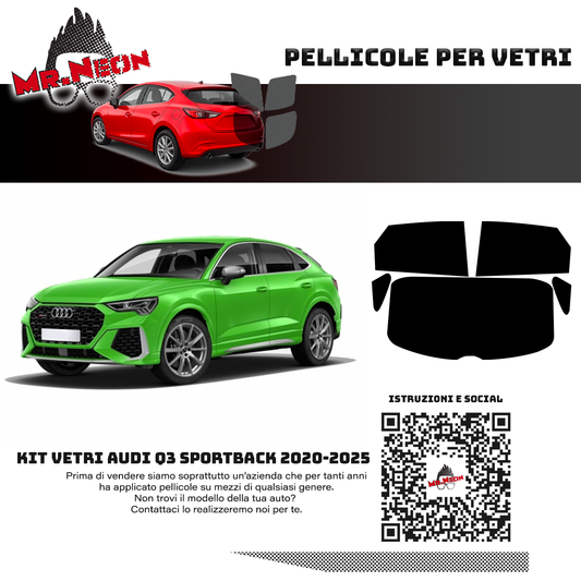 Kit pellicola oscurante posteriore pretagliato per Audi Q3 sportback 2020 2025