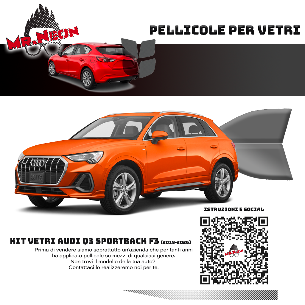 Kit Pellicole Oscuramento Vetri Anteriori Audi Q3 Sportback F3 2019-2026 – Pretagliati