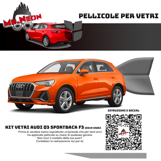 Kit Pellicole Oscuramento Vetri Anteriori Audi Q3 Sportback F3 2019-2026 – Pretagliati