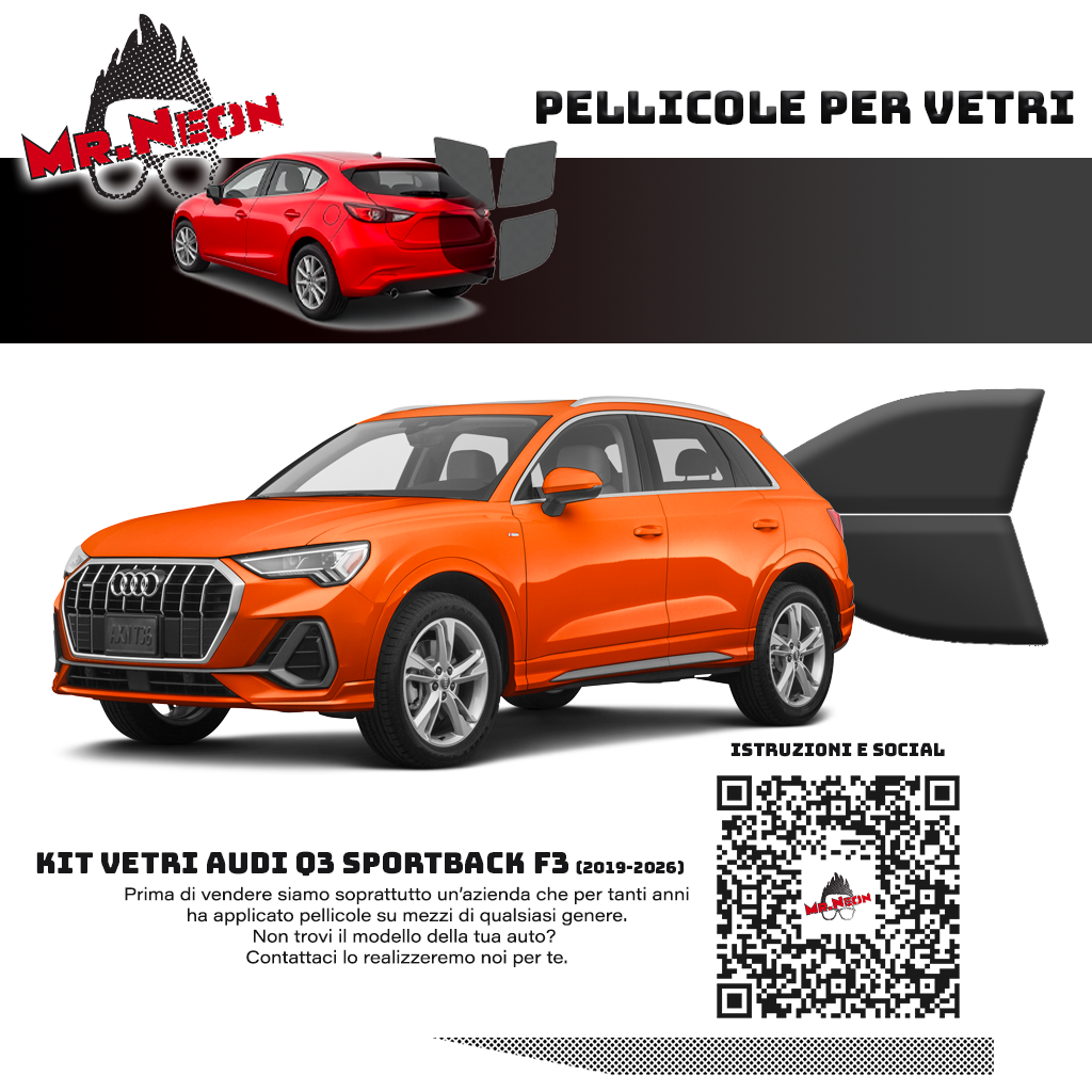 Kit Pellicole Oscuramento Vetri Anteriori Audi Q3 Sportback F3 2019-2026 – Pretagliati