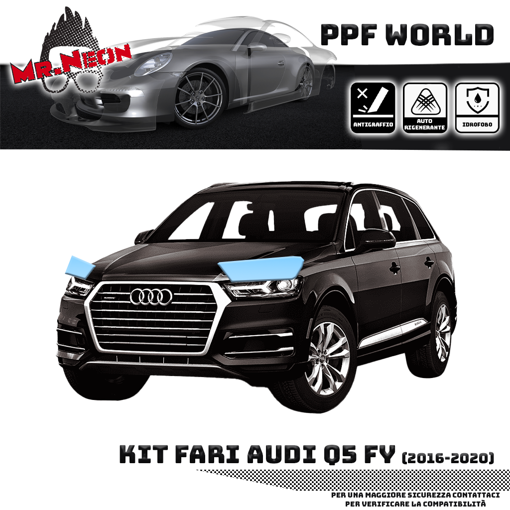 Kit Pellicola Protettiva Fari Audi Q5 FY 2017-2020 – PPF Trasparente o Fotocromatico Pretagliato