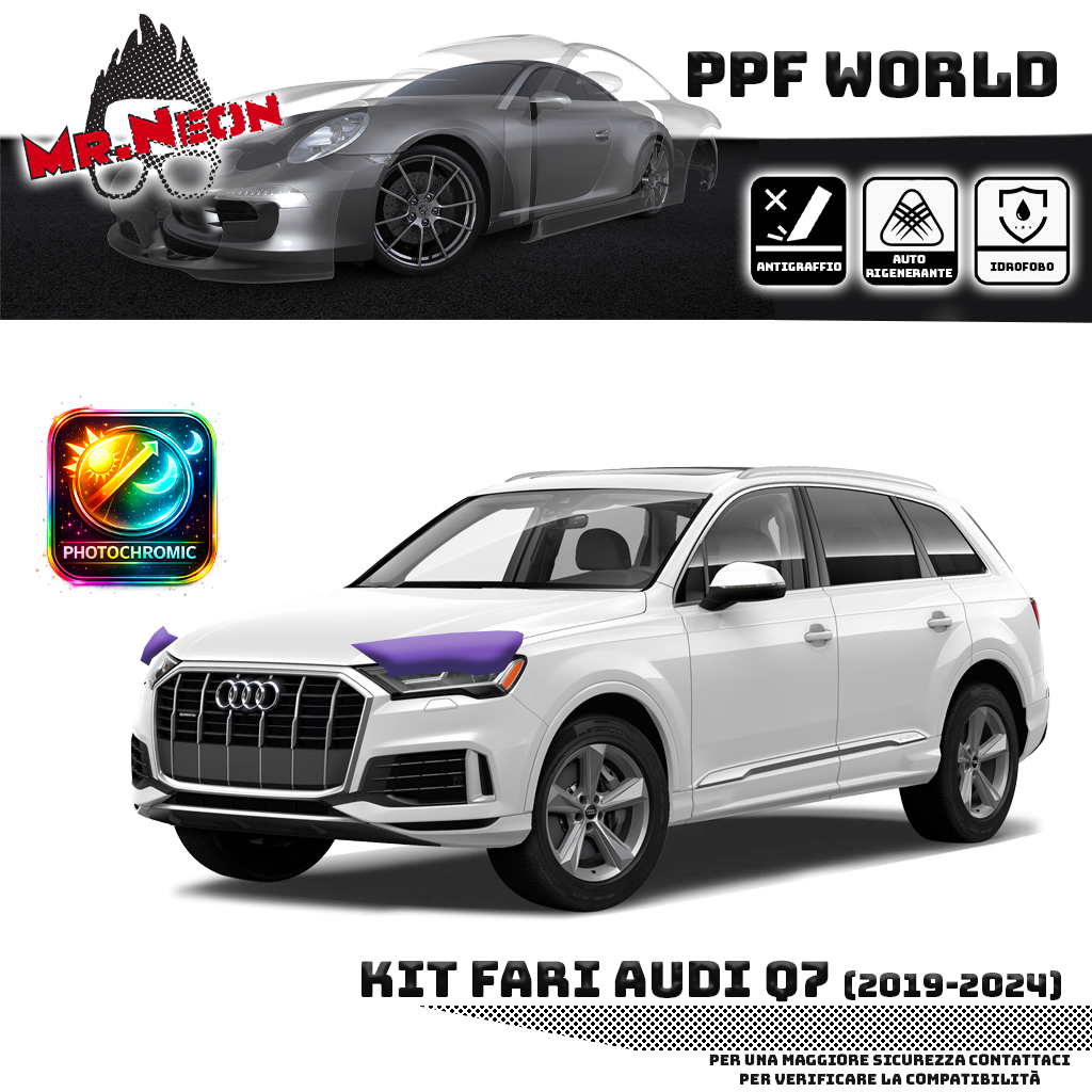 Kit Pellicola Protettiva Fari Audi Q7 4M Restyling (2019–2024) – PPF Trasparente o Fotocromatico Pretagliato