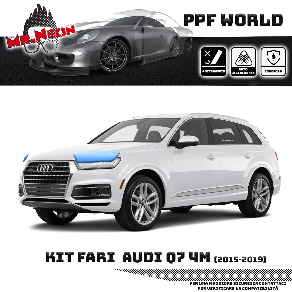 Kit Pellicola Protettiva Fari Audi Q7 4M 2015-2019 – PPF Trasparente o Fotocromatico Pretagliato