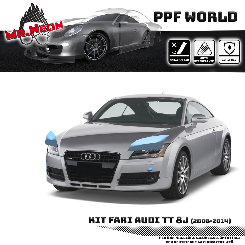 Kit Pellicola Protettiva Fari Audi TT 8J 2006-2014 – PPF Trasparente o Fotocromatico Pretagliato