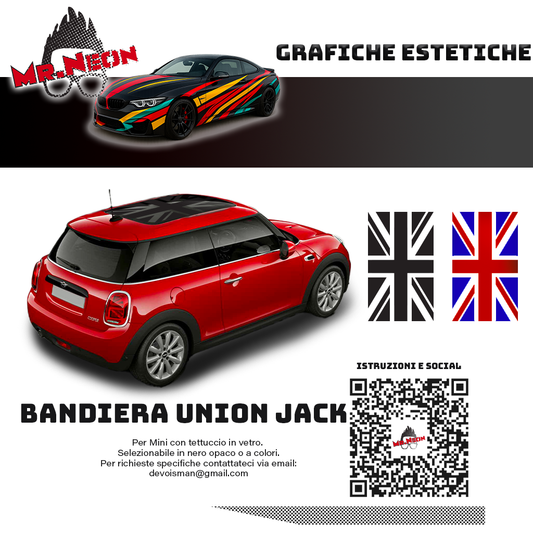 Adesivo Tetto Union Jack – MINI F56 (2014–oggi) – Nera Opaca / Colorata