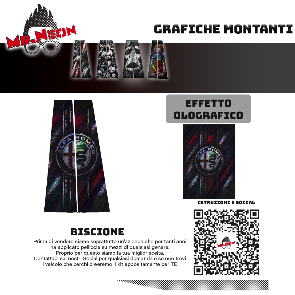 Kit Montanti Auto Alfa Corse Holographic – Alfa Romeo Adesivi Grafici Laterali