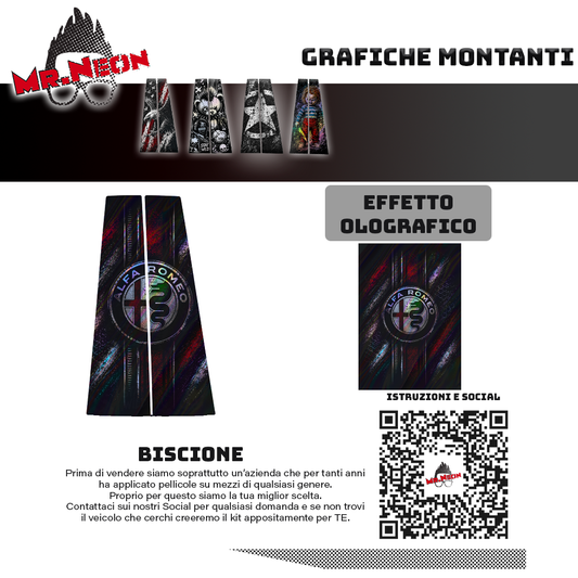 Kit Montanti Auto Alfa Corse Holographic – Alfa Romeo Adesivi Grafici Laterali