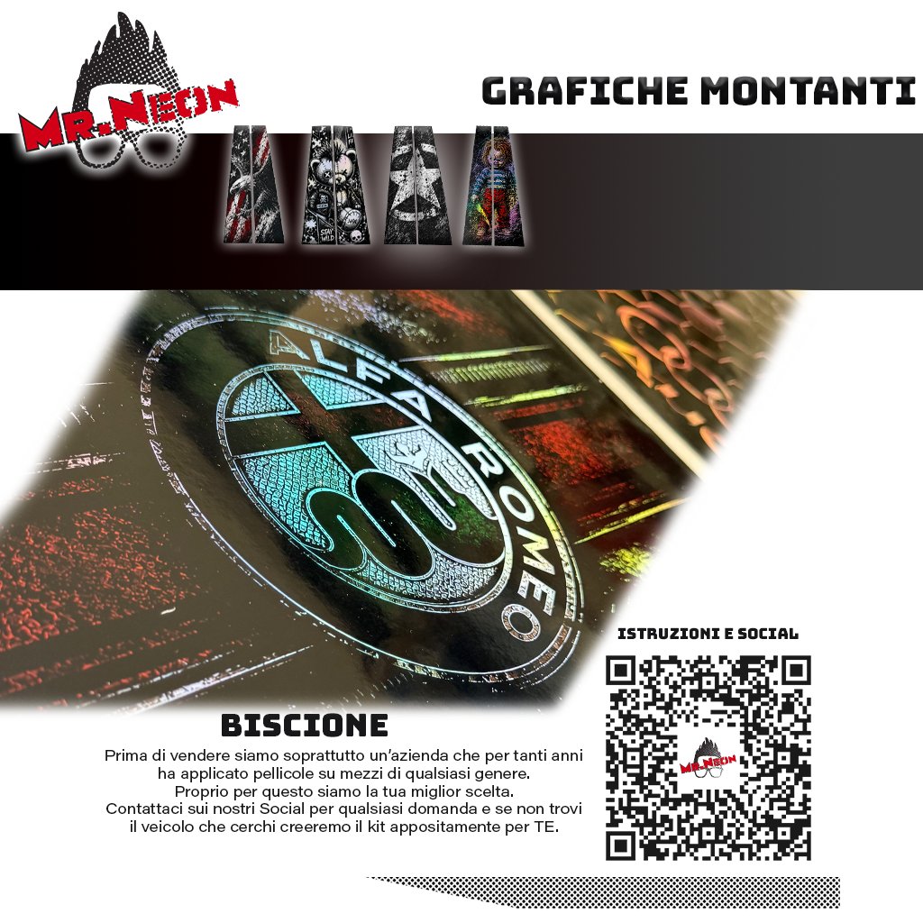 Kit Montanti Auto Alfa Corse Holographic – Alfa Romeo Adesivi Grafici Laterali