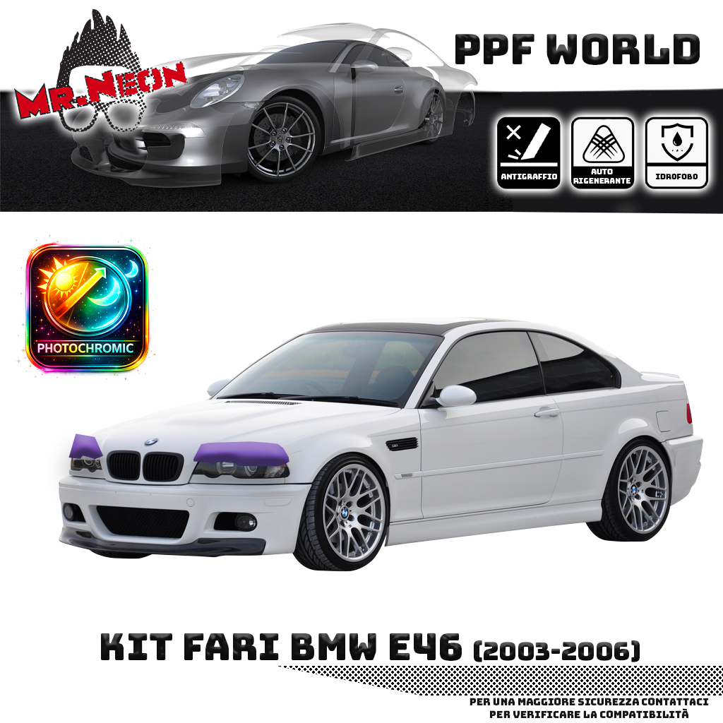 Kit PPF Fari Anteriori compatibile con BMW E46 (2003–2006) – Pellicola Protettiva Pretagliata