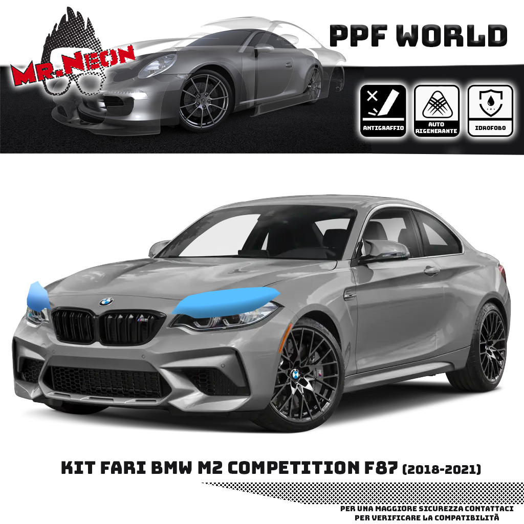 Kit Pellicola Protettiva Fari BMW M2 Competition F87 2018-2021 – PPF Trasparente o Fotocromatico Pretagliato