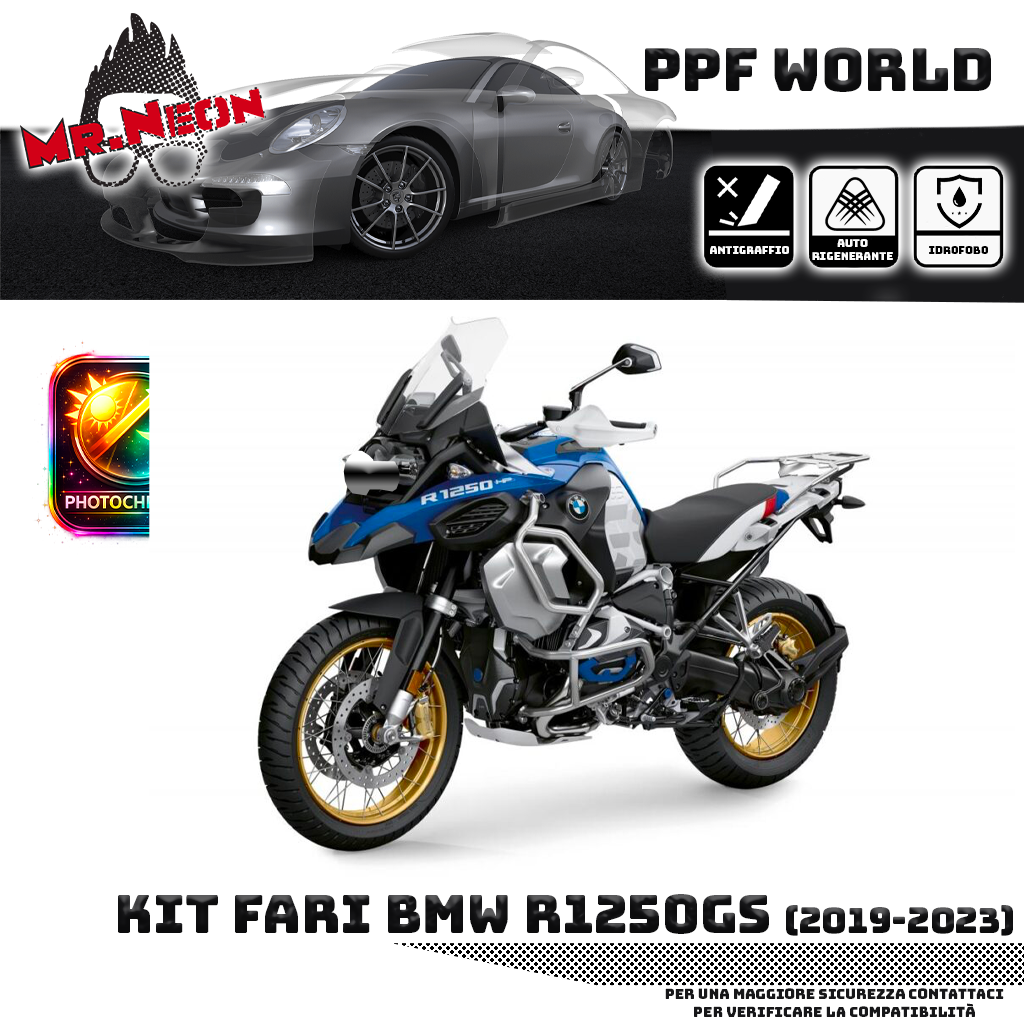 Kit Pellicola Protettiva Faro BMW R1250 GS 2019-2023 – PPF Trasparente o Fotocromatico Pretagliato
