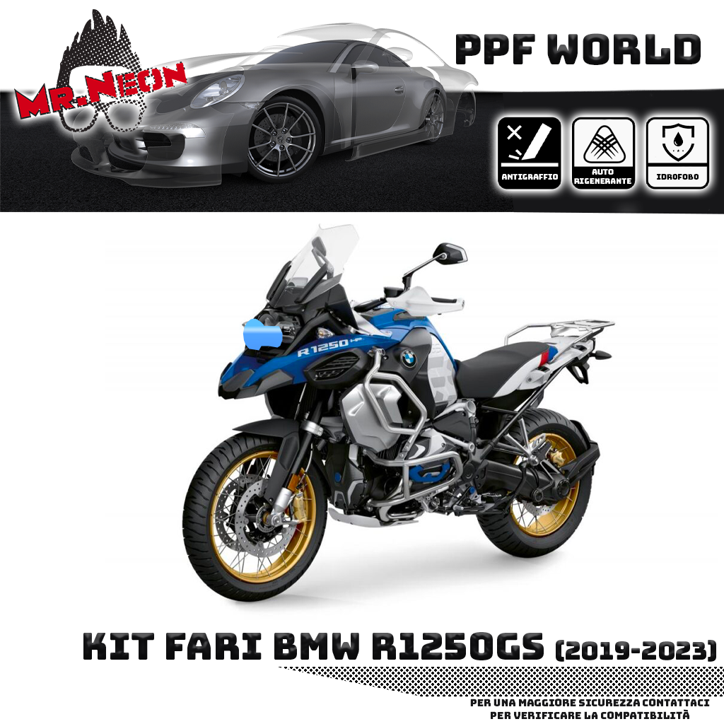 Kit Pellicola Protettiva Faro BMW R1250 GS 2019-2023 – PPF Trasparente o Fotocromatico Pretagliato