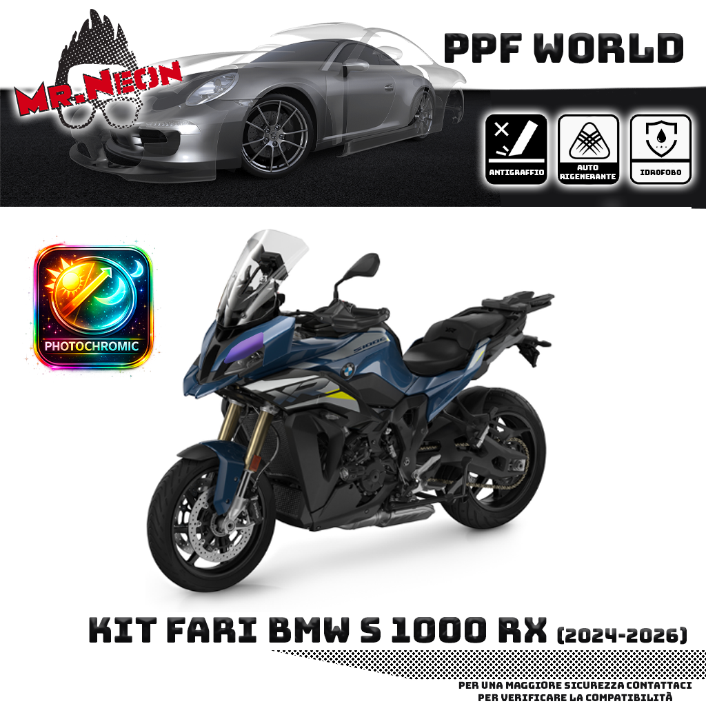 Kit Pellicola Protettiva Fari BMW S 1000 XR 2020-2026 – PPF Trasparente o Fotocromatico Pretagliato