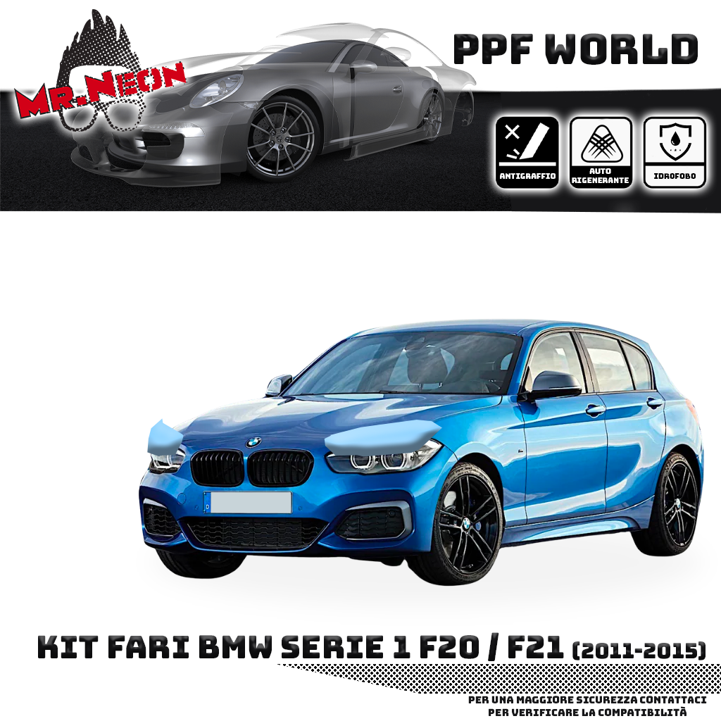 Kit Pellicola Protettiva Fari BMW Serie 1 F20 F21 2011-2015 – PPF Trasparente o Fotocromatico Pretagliato