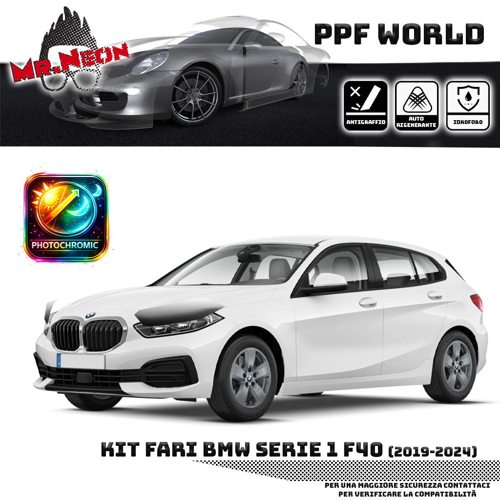 Kit Pellicola Protettiva Fari BMW Serie 1 F40 2019-2024 – PPF Trasparente o Fotocromatico Pretagliato
