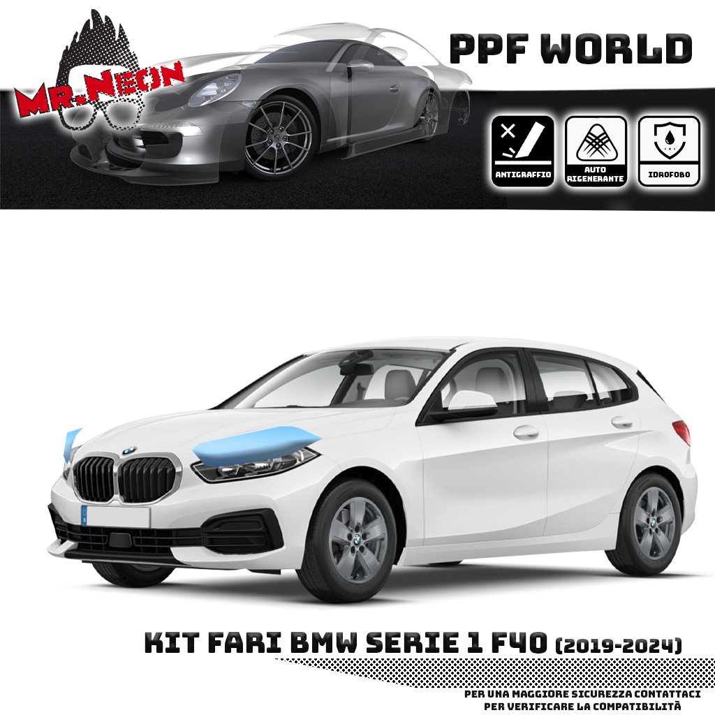 Kit Pellicola Protettiva Fari BMW Serie 1 F40 2019-2024 – PPF Trasparente o Fotocromatico Pretagliato