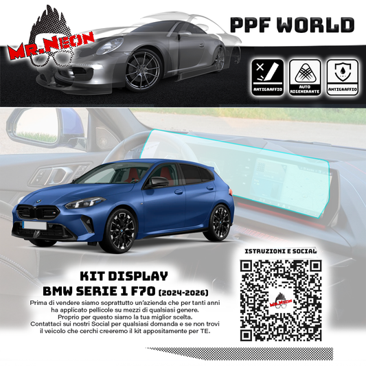 Kit Pellicola Protettiva Display BMW Serie 1 F70 2024-2026 – PPF Lucido o Opaco Pretagliato