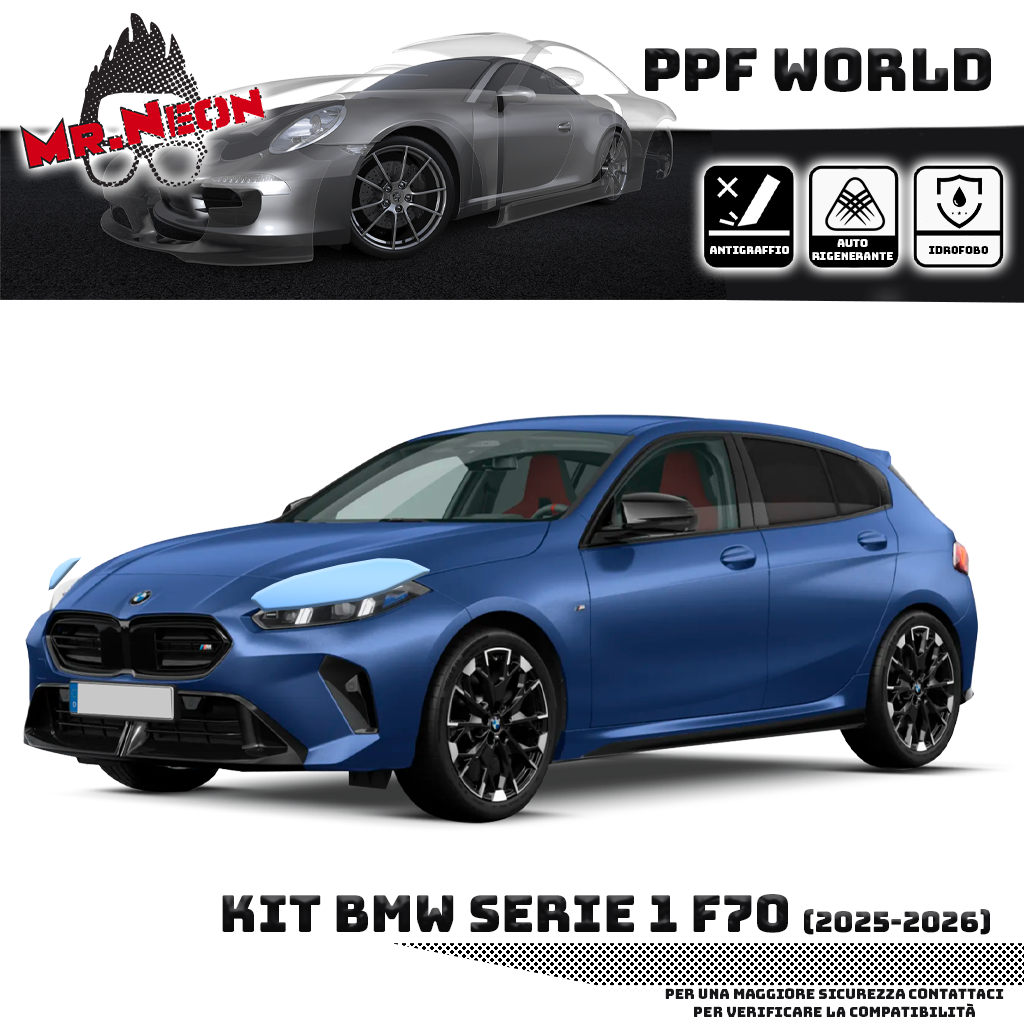 Kit Pellicola Protettiva Fari BMW Serie 1 F70 2024-2026 – PPF Trasparente o Fotocromatico Pretagliato