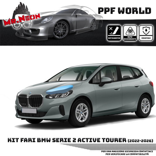 Kit Pellicola Protettiva Fari BMW Serie 2 Active Tourer U06 2022-2026 – PPF Trasparente o Fotocromatico Pretagliato