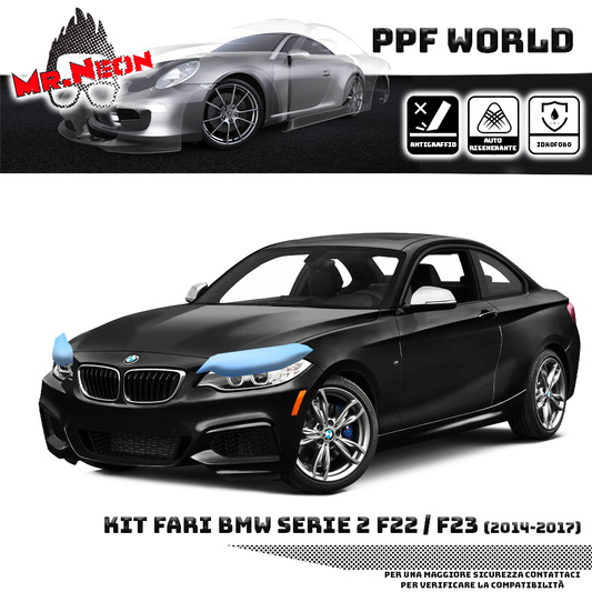 Kit Pellicola Protettiva Fari BMW Serie 2 F22 / F23 2014-2017 – PPF Trasparente o Fotocromatico Pretagliato